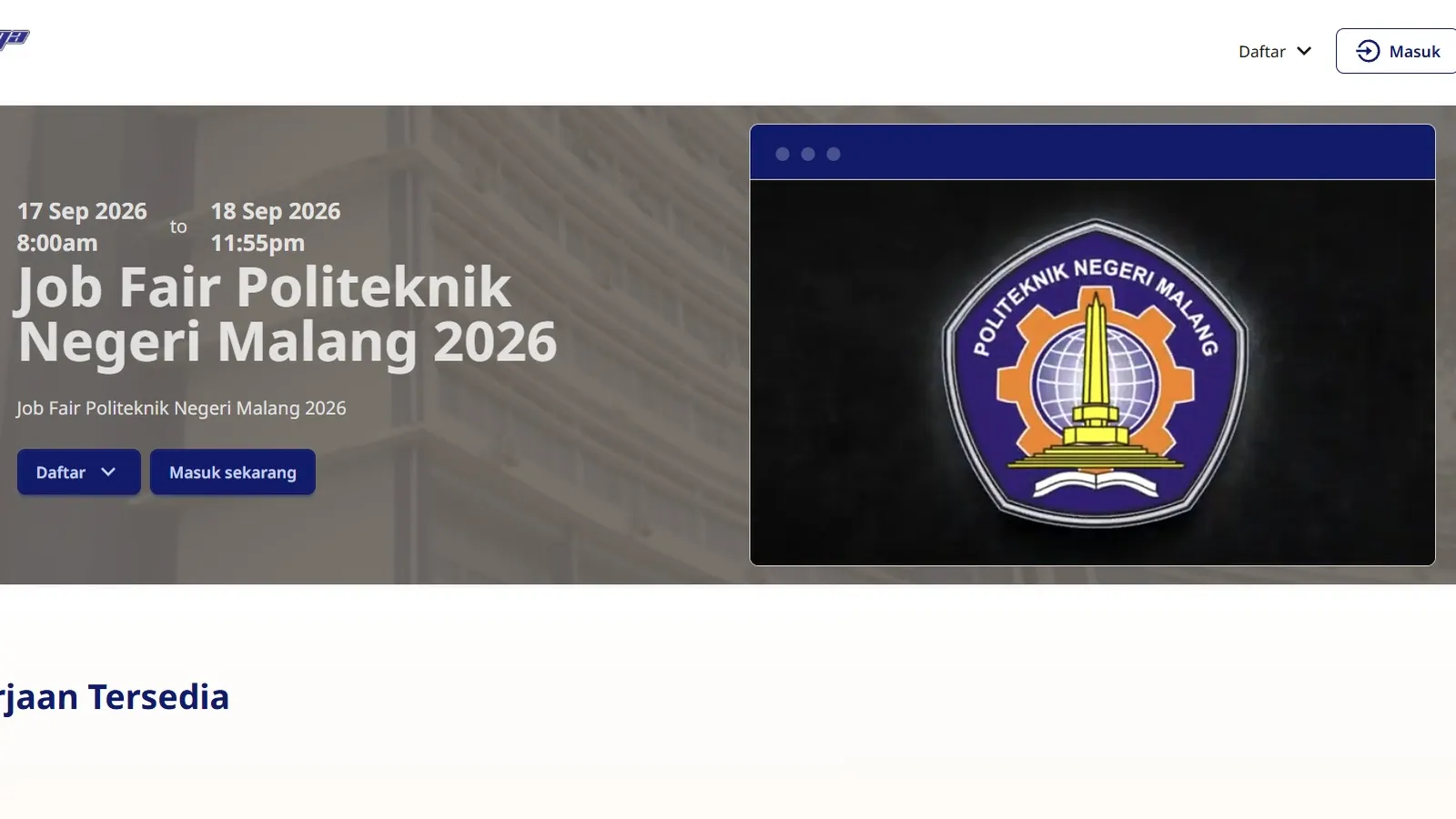 POLINEMA Virtual Career Fair 2026 landing page