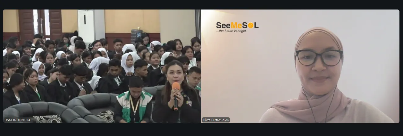 USM-Indonesia CDAC moderator and SeeMeSOL speaker Divta Pertamidian during the career session